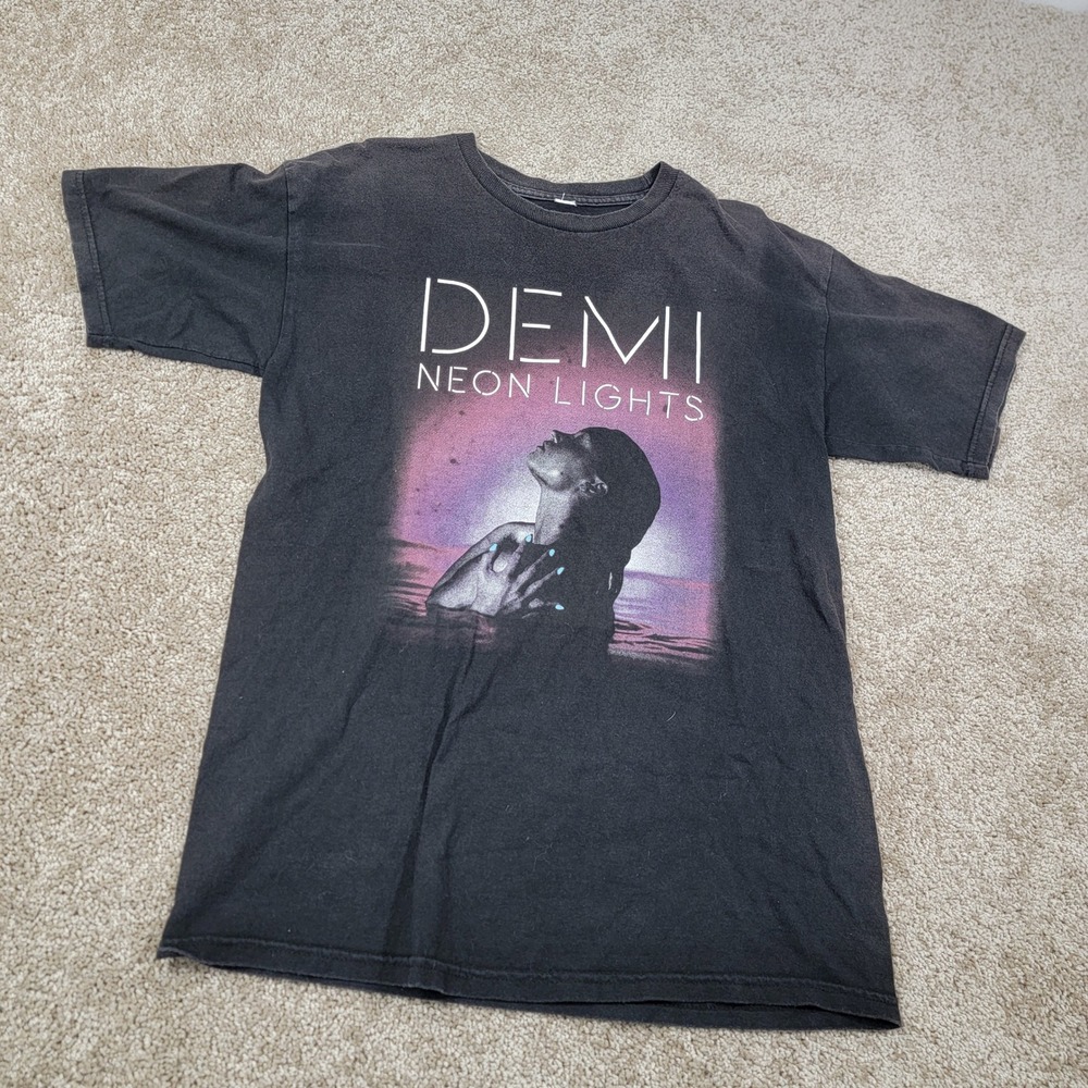 Demi Lovato Neon Lights Tour 2014 Graphic Black T Shirt Concert Size Medium
